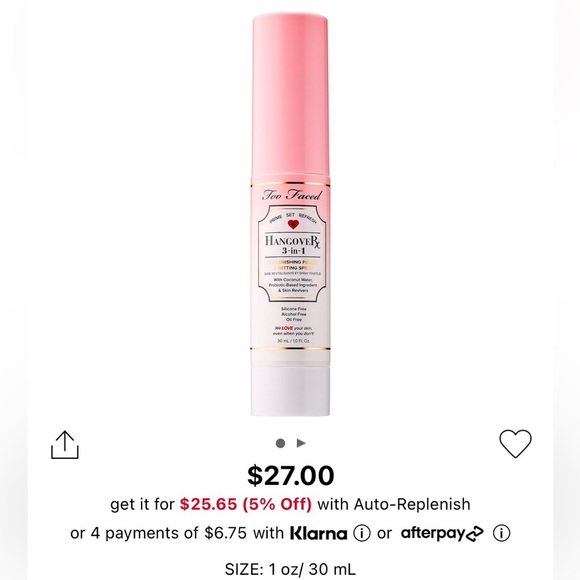 Too Faced Hangover 3-in-1 Replenishing Primer & Setting Spray - Picture 3 of 3